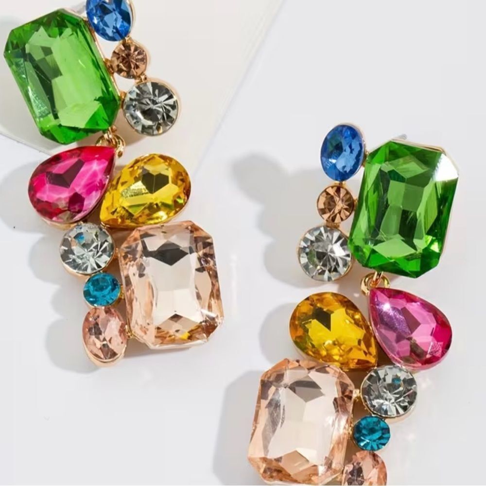 💚 NEW Multicolor Crystal Gemstone Drop Earrings 💚